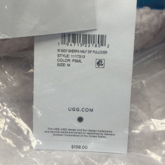 UGG Iggy Sherpa Half-Zip Hood Pullover Sweatshirt Hoodie Pink Purple - Picture 9 of 9